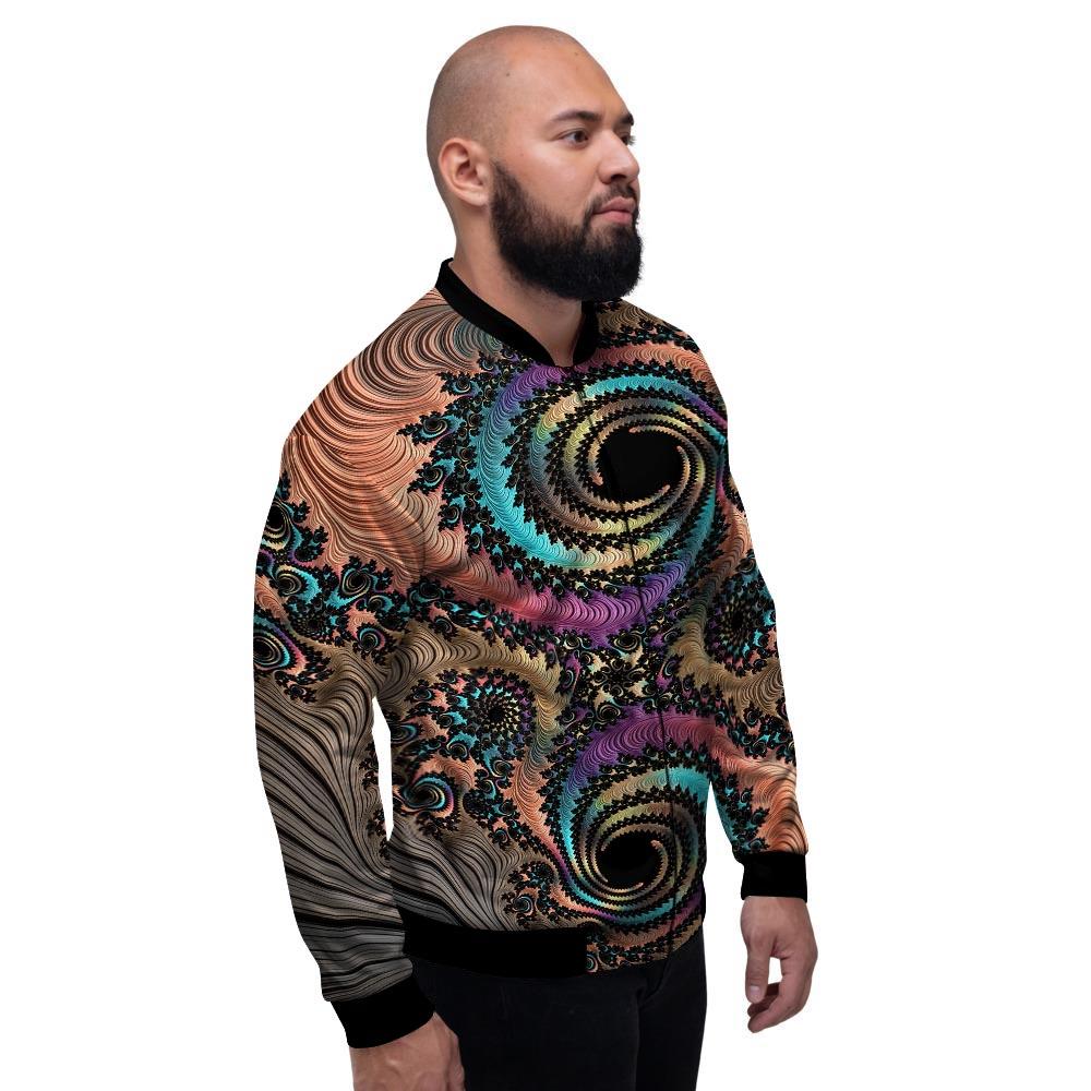 Fractal Trippy Print Men's Bomber Jacket-grizzshop