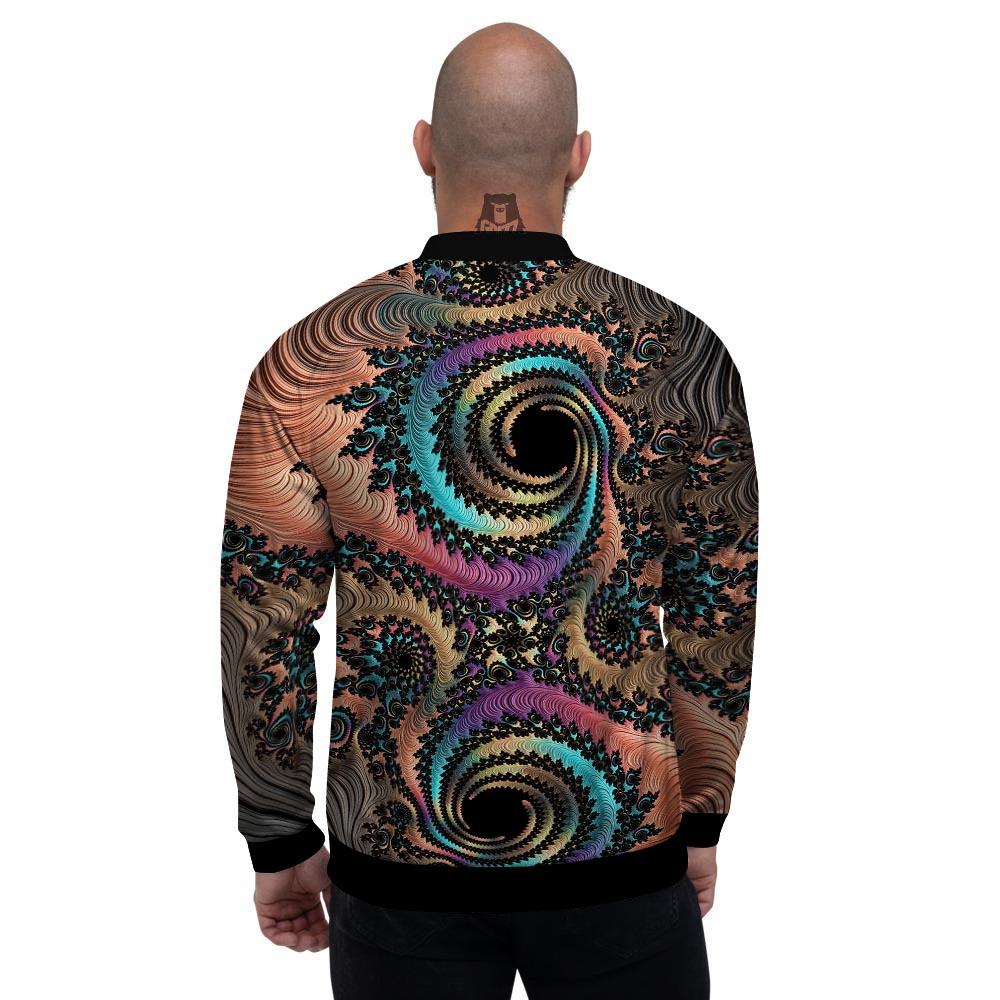 Fractal Trippy Print Men's Bomber Jacket-grizzshop