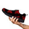 Frangipani Black And Red Print Pattern Black Sneaker-grizzshop