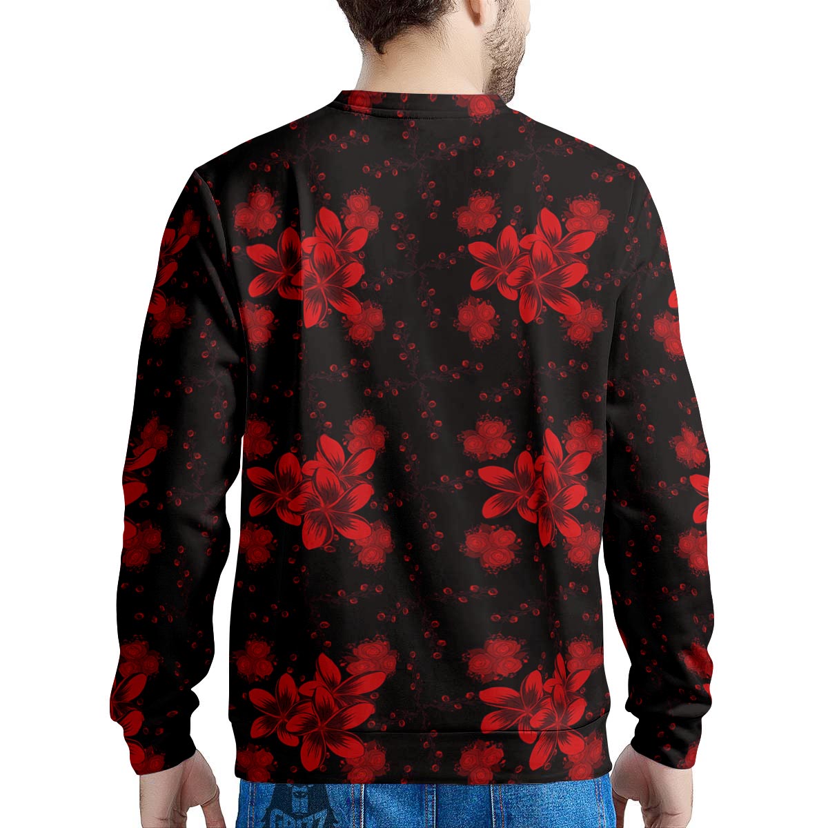Frangipani Black And Red Print Pattern Men's Sweatshirt-grizzshop