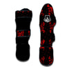 Frangipani Black And Red Print Pattern Muay Thai Shin Guards-grizzshop