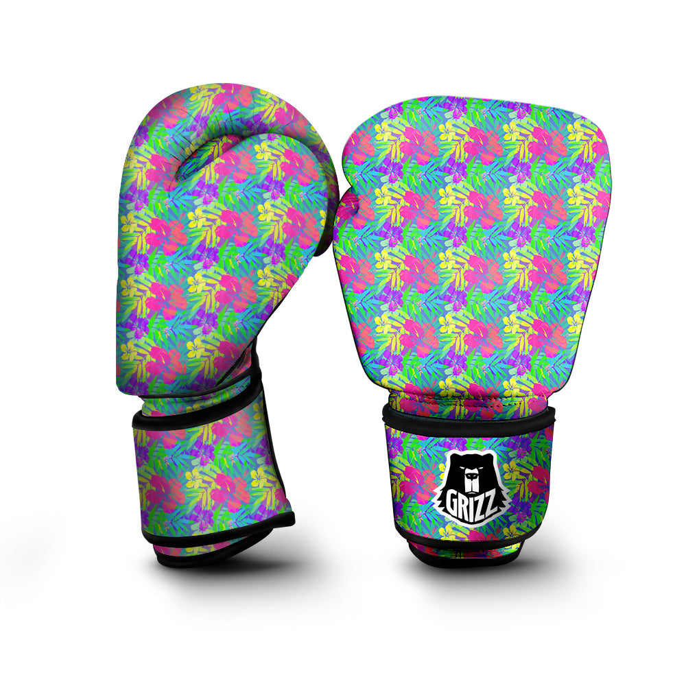 Frangipani Colorful Print Pattern Boxing Gloves-grizzshop