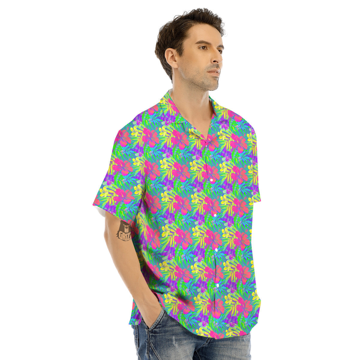 Frangipani Colorful Print Pattern Men's Hawaiian Shirt-grizzshop