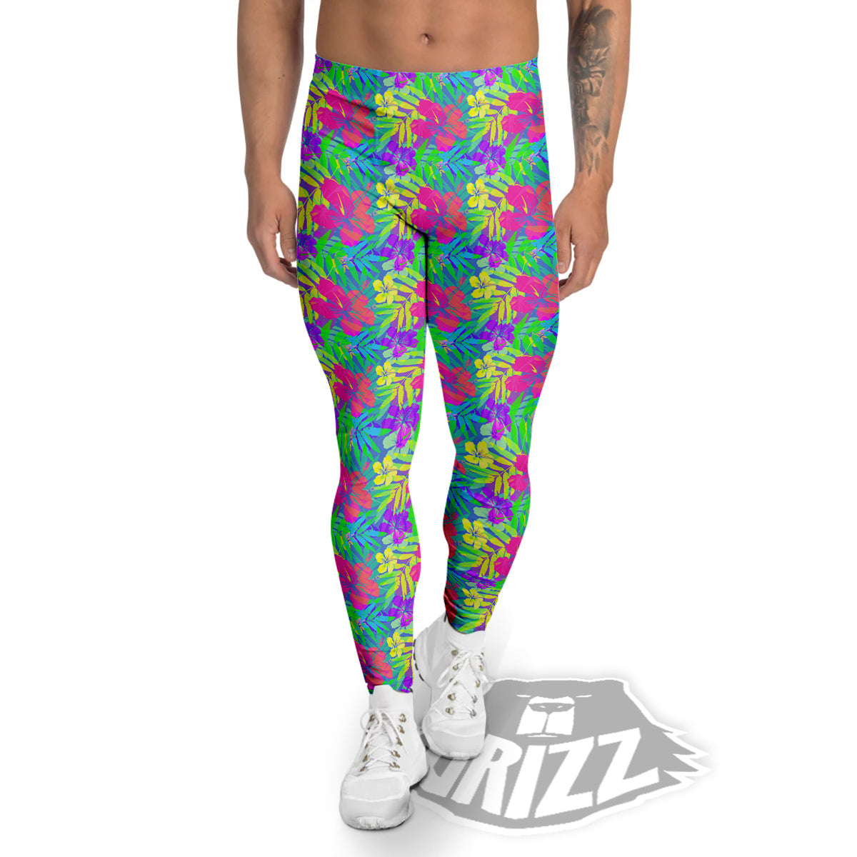 Frangipani Colorful Print Pattern Men's Leggings-grizzshop