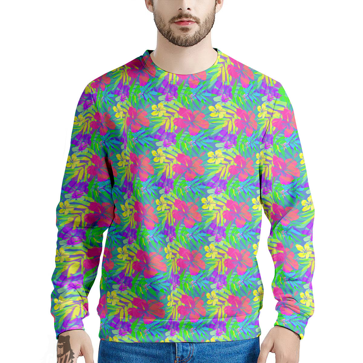 Frangipani Colorful Print Pattern Men's Sweatshirt-grizzshop