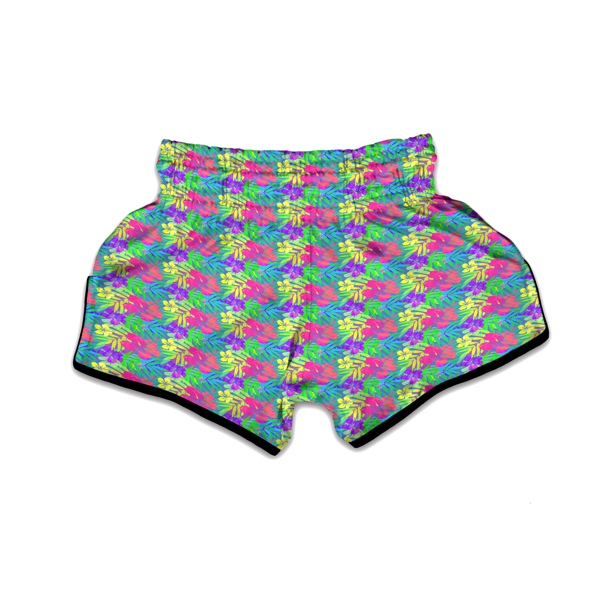Frangipani Colorful Print Pattern Muay Thai Boxing Shorts-grizzshop
