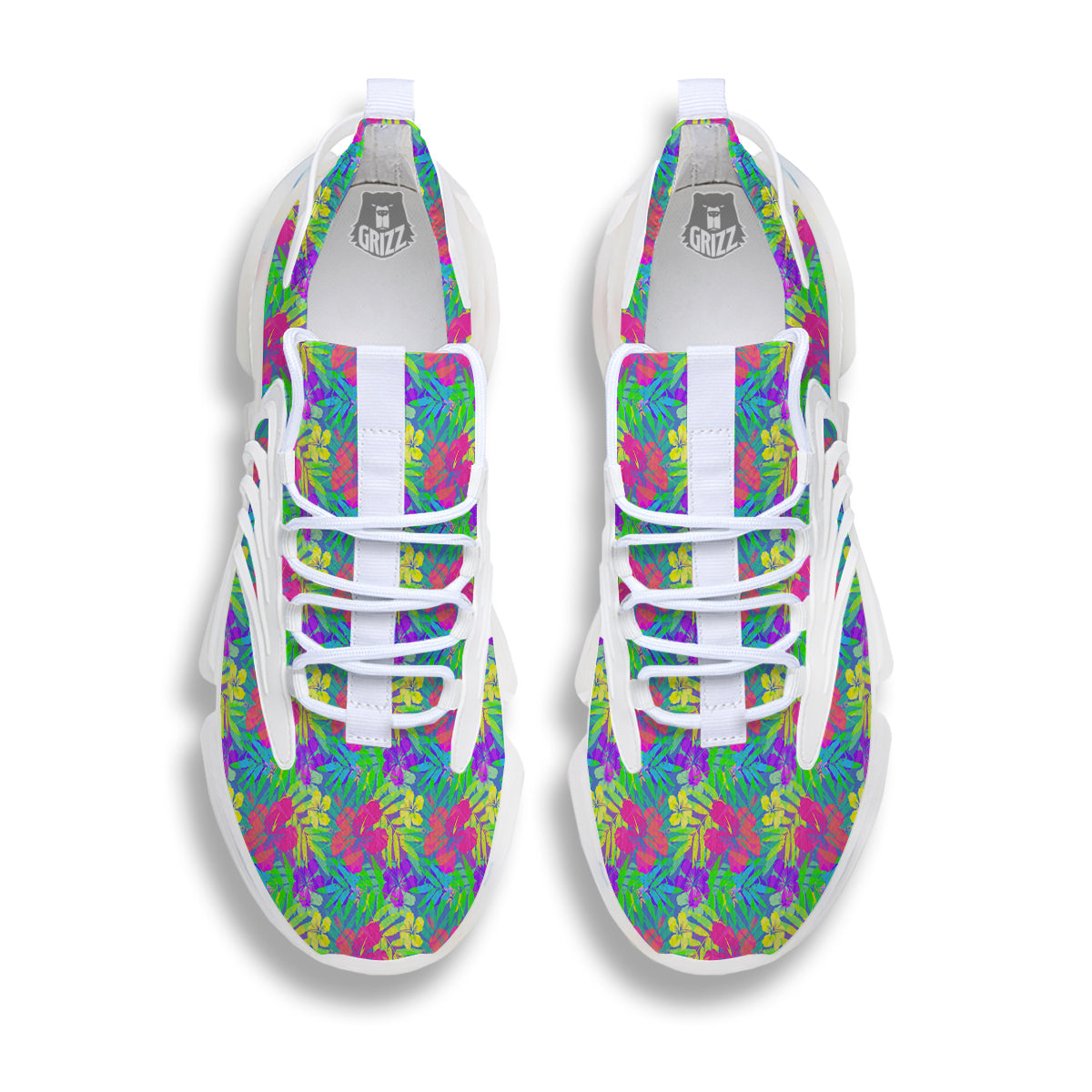 Frangipani Colorful Print Pattern White Gym Shoes-grizzshop