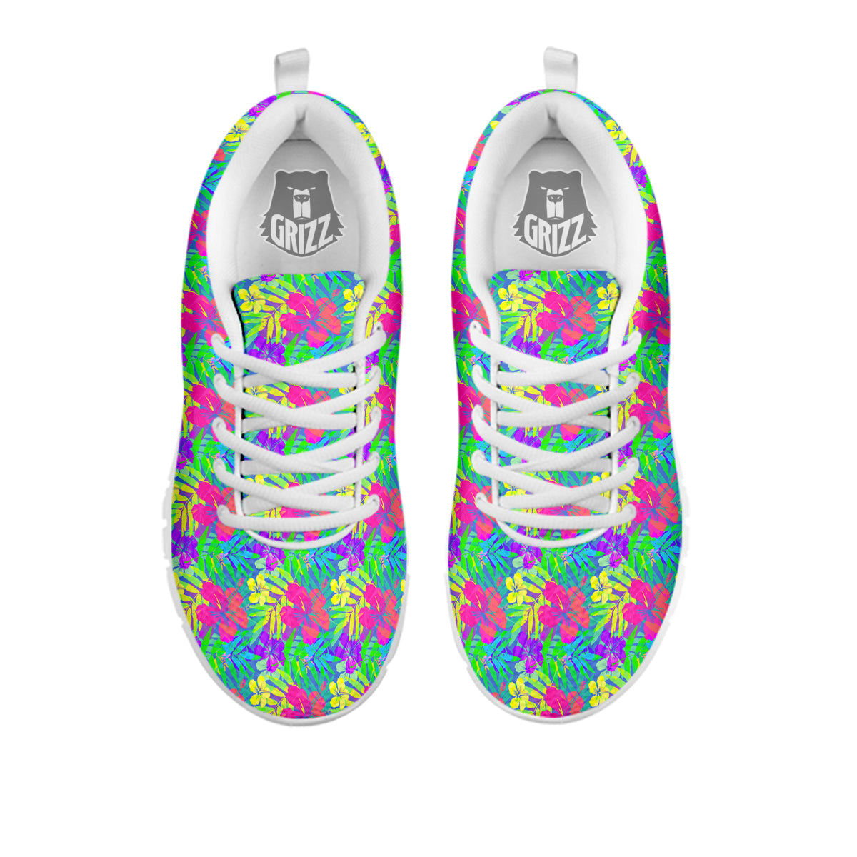 Frangipani Colorful Print Pattern White Sneaker-grizzshop