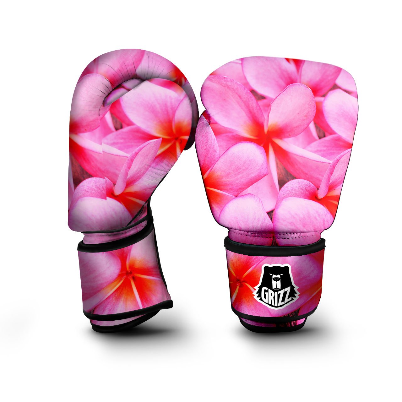 Frangipani Flower Pink Print Boxing Gloves-grizzshop