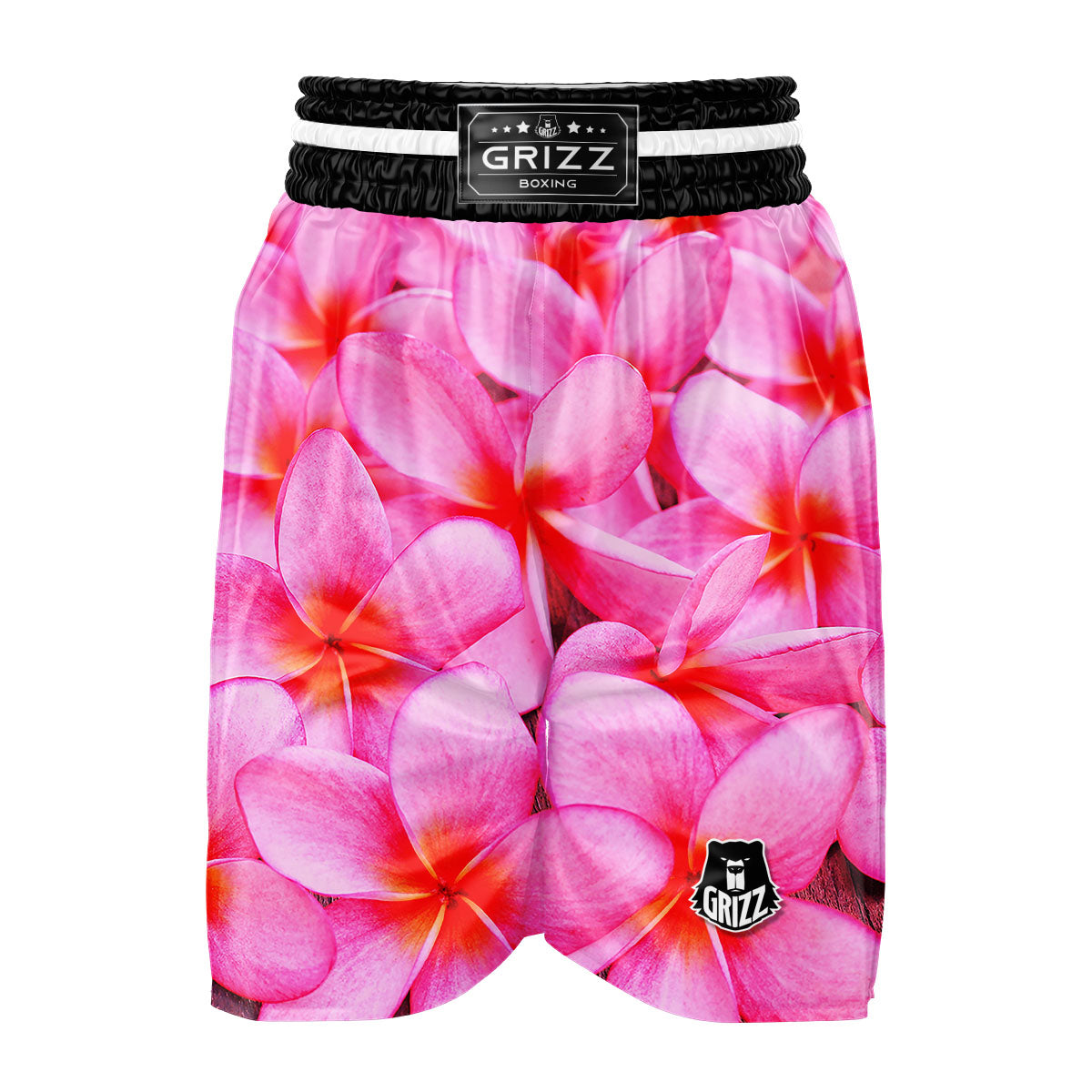 Frangipani Flower Pink Print Boxing Shorts-grizzshop