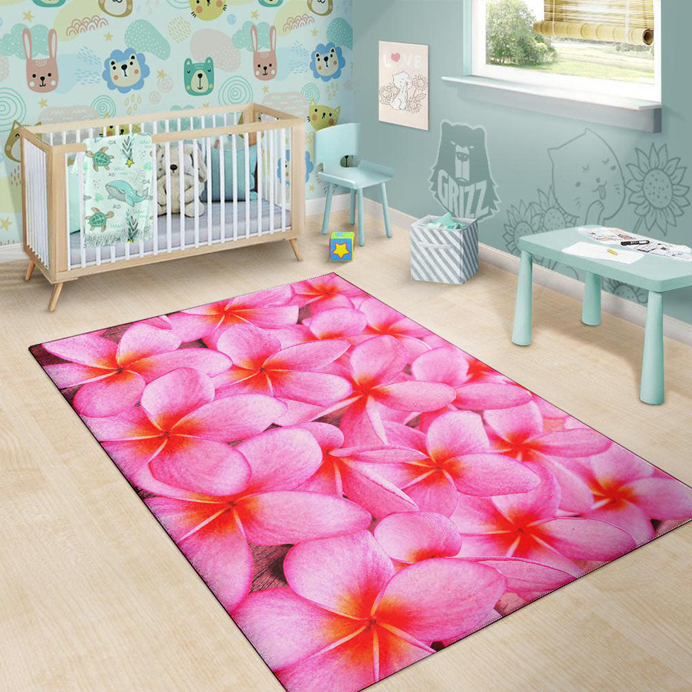 Frangipani Flower Pink Print Floor Mat-grizzshop