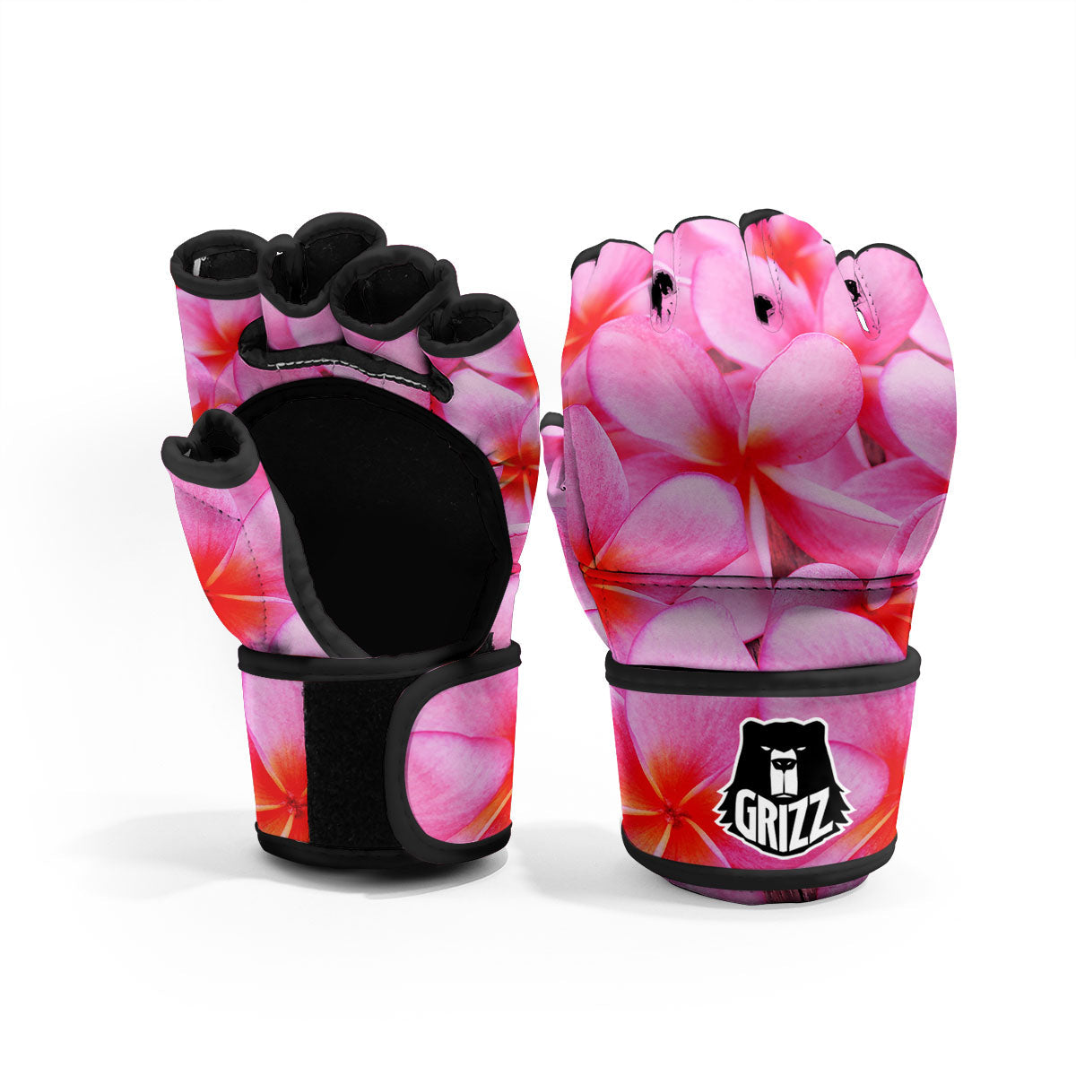 Frangipani Flower Pink Print MMA Gloves-grizzshop