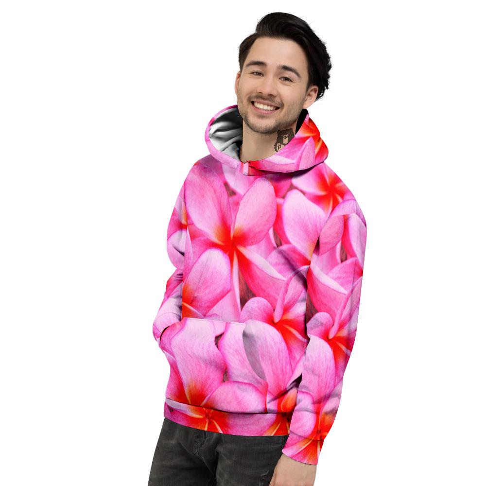 Frangipani Flower Pink Print Men's Hoodie-grizzshop