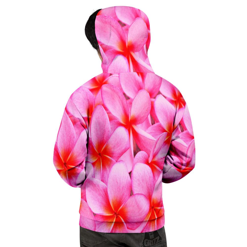 Frangipani Flower Pink Print Men's Hoodie-grizzshop