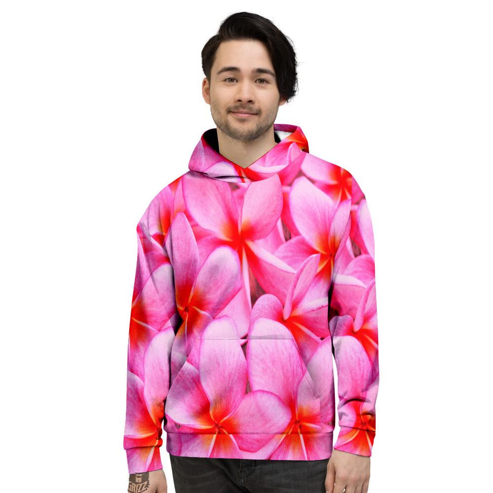 Frangipani Flower Pink Print Men's Hoodie-grizzshop