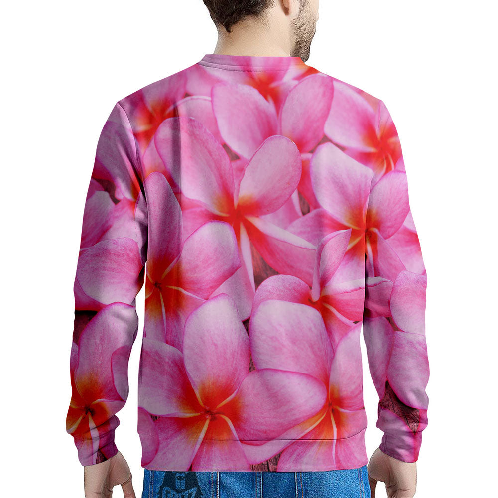 Frangipani Flower Pink Print Men's Sweatshirt-grizzshop