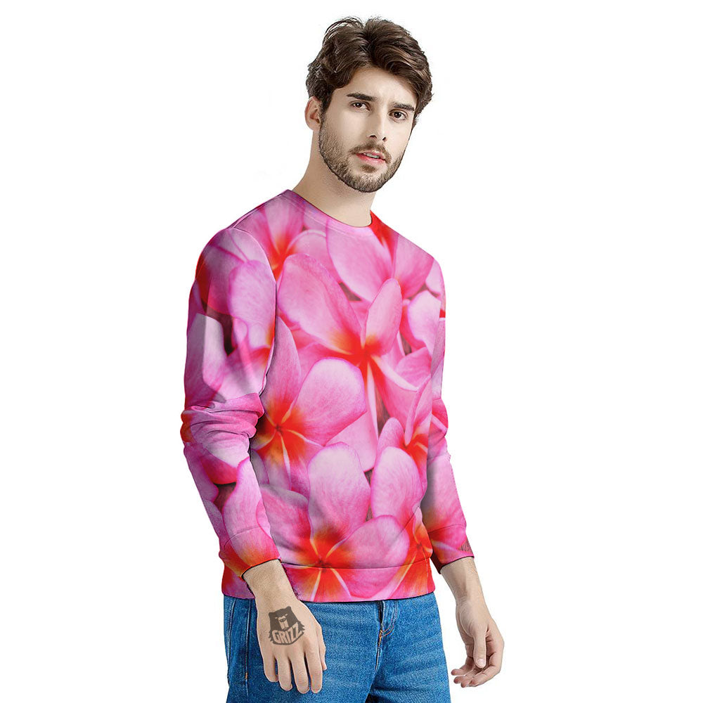 Frangipani Flower Pink Print Men's Sweatshirt-grizzshop