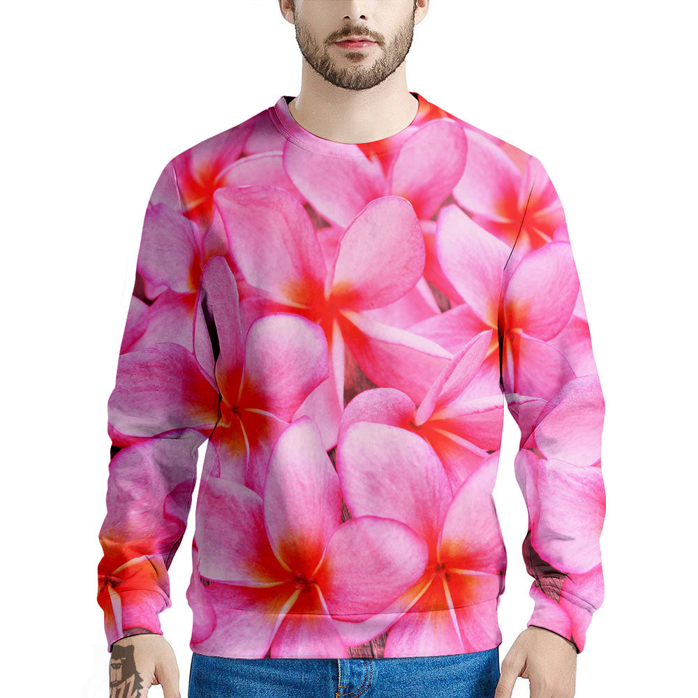 Frangipani Flower Pink Print Men's Sweatshirt-grizzshop