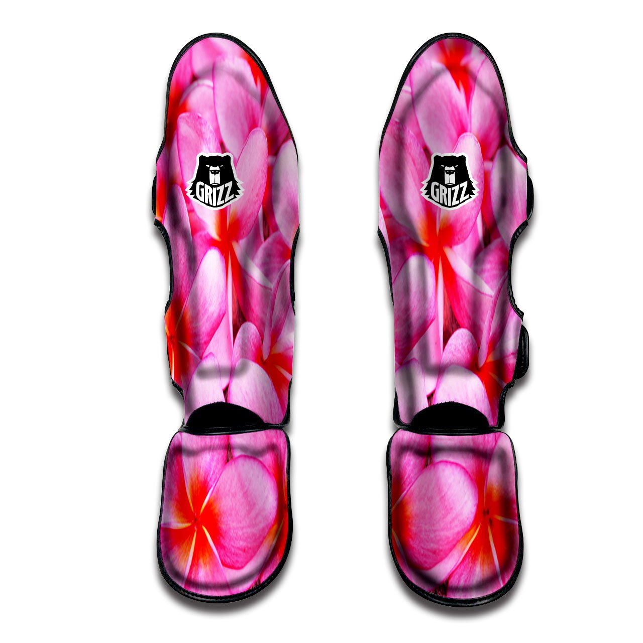 Frangipani Flower Pink Print Muay Thai Shin Guards-grizzshop