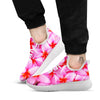 Frangipani Flower Pink Print White Athletic Shoes-grizzshop