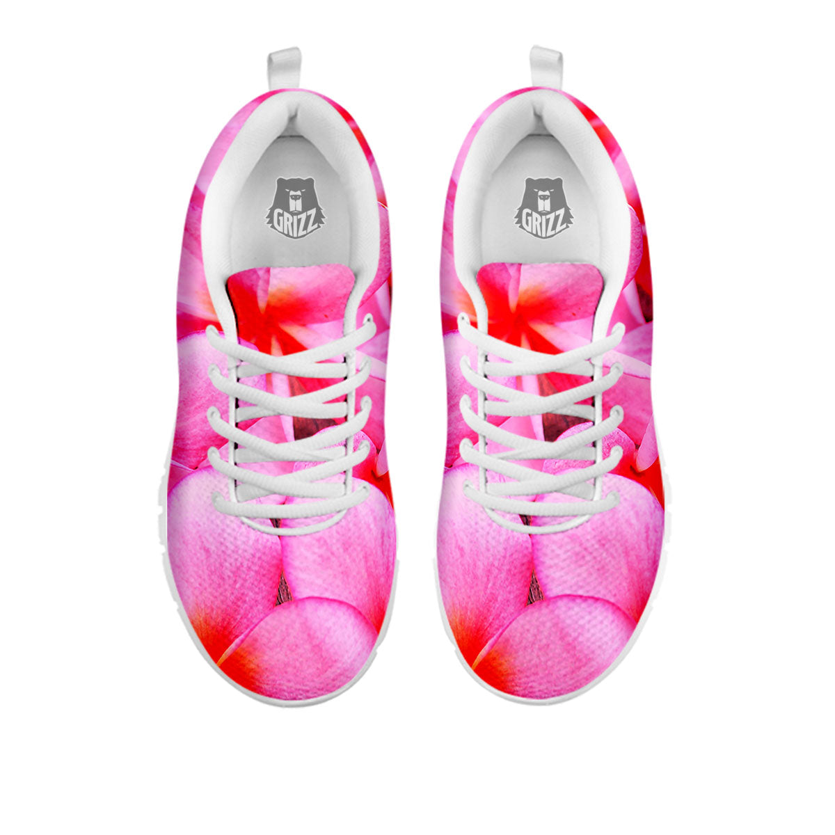 Frangipani Flower Pink Print White Sneaker-grizzshop