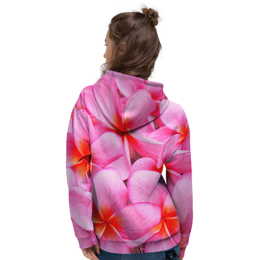 Frangipani Flower Pink Print Women's Hoodie-grizzshop