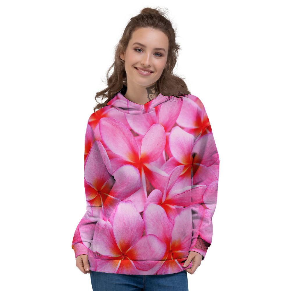 Frangipani Flower Pink Print Women's Hoodie-grizzshop