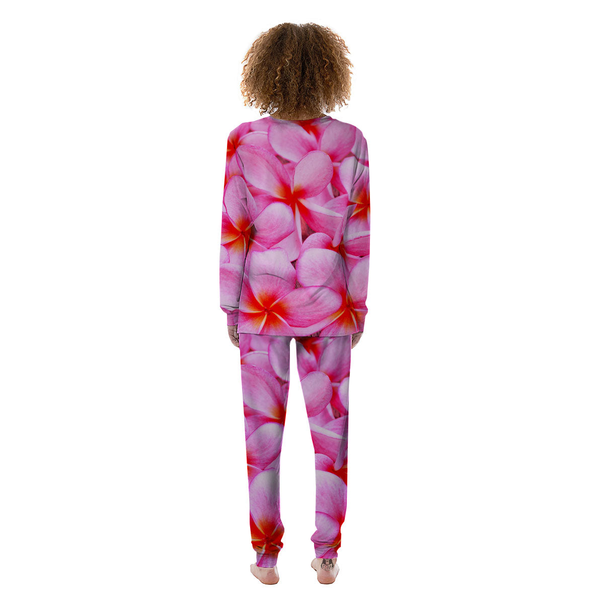 Frangipani Flower Pink Print Women's Pajamas-grizzshop