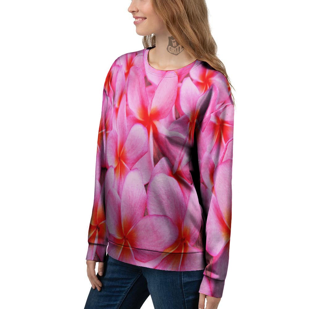 Frangipani Flower Pink Print Women's Sweatshirt-grizzshop