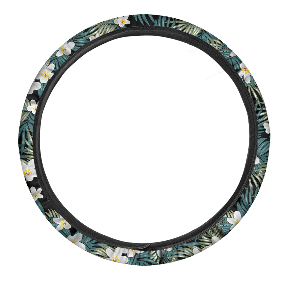Frangipani Flower Print Pattern Car Steering Wheel Cover-grizzshop