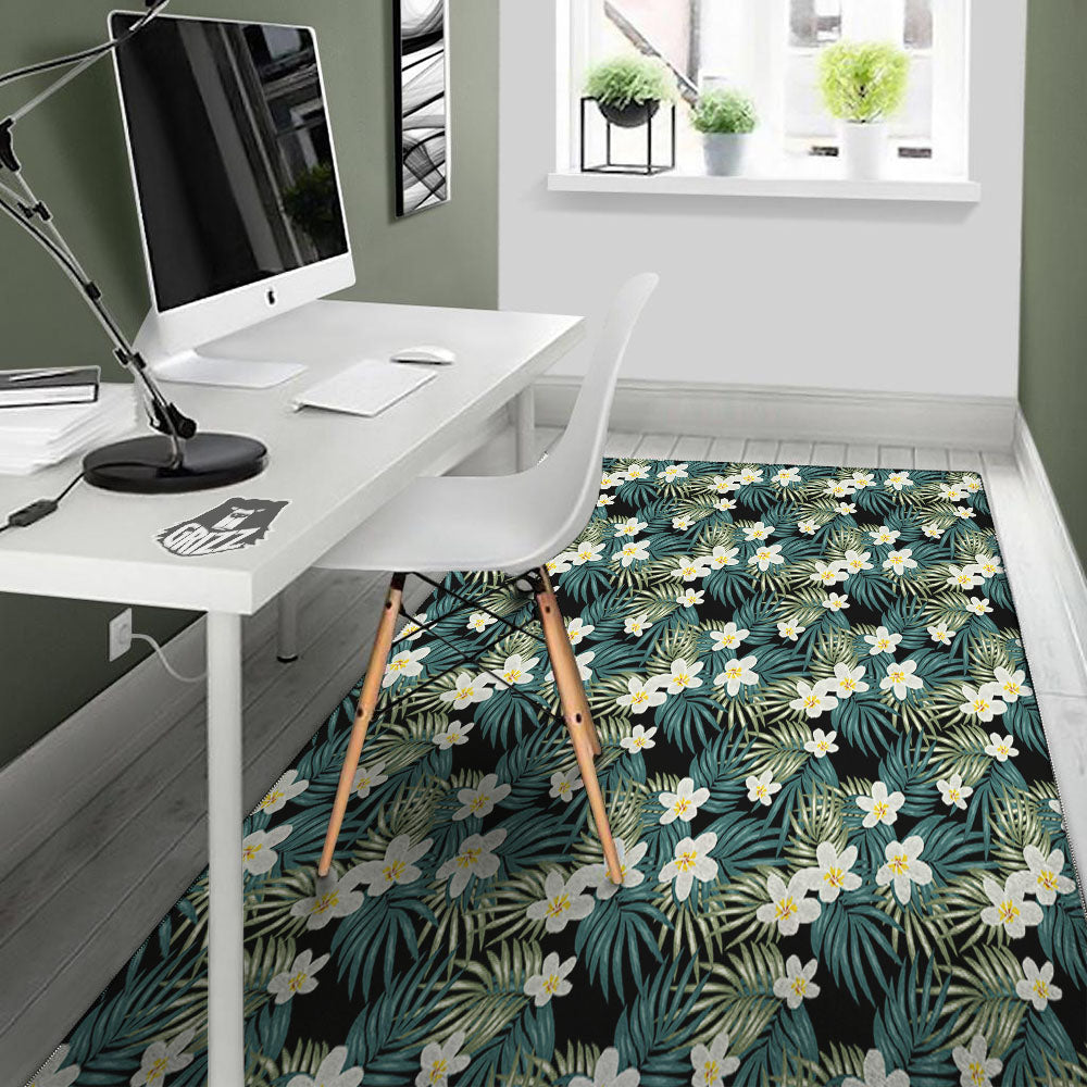 Frangipani Flower Print Pattern Floor Mat-grizzshop