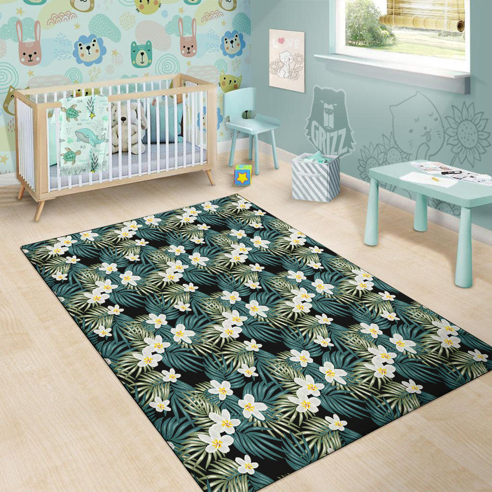 Frangipani Flower Print Pattern Floor Mat-grizzshop