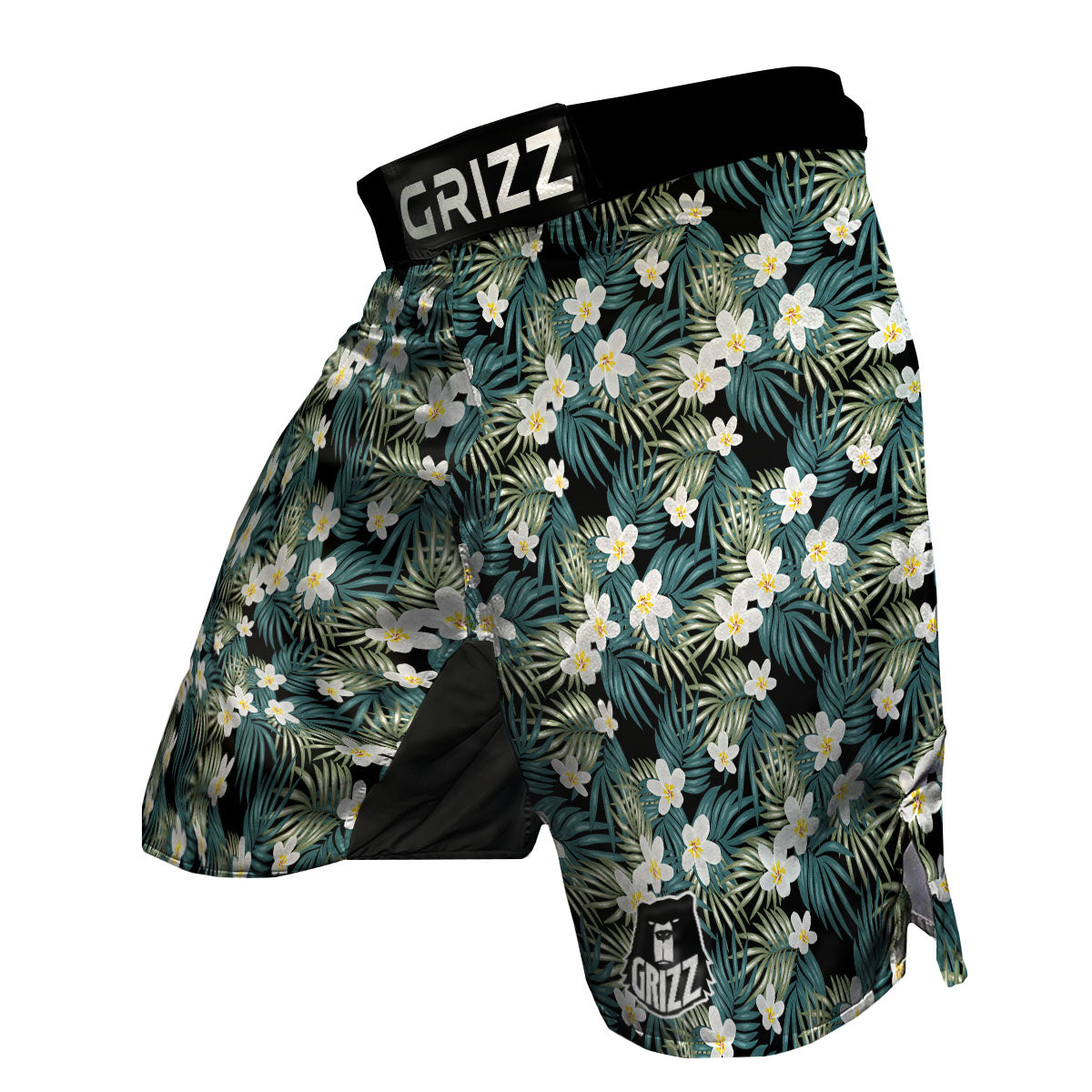 Frangipani Flower Print Pattern MMA Shorts-grizzshop