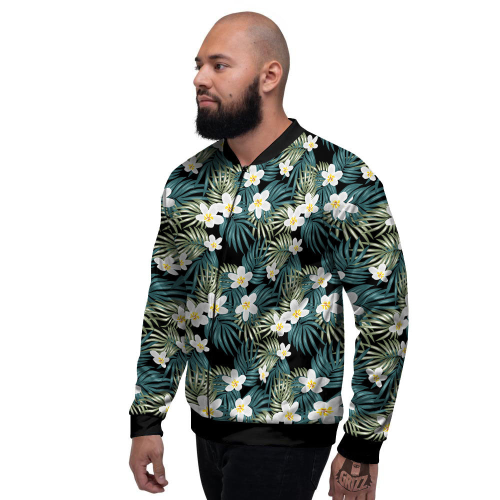 Frangipani Flower Print Pattern Men's Bomber Jacket-grizzshop