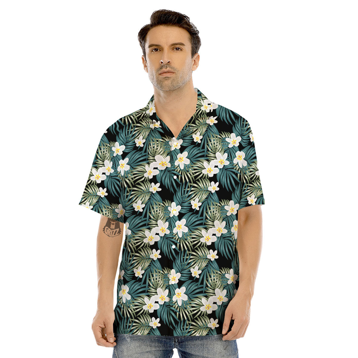 Frangipani Flower Print Pattern Men's Hawaiian Shirt-grizzshop