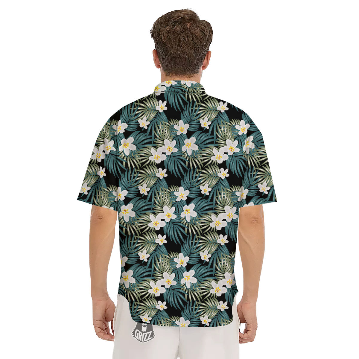 Frangipani Flower Print Pattern Men's Short Sleeve Shirts-grizzshop