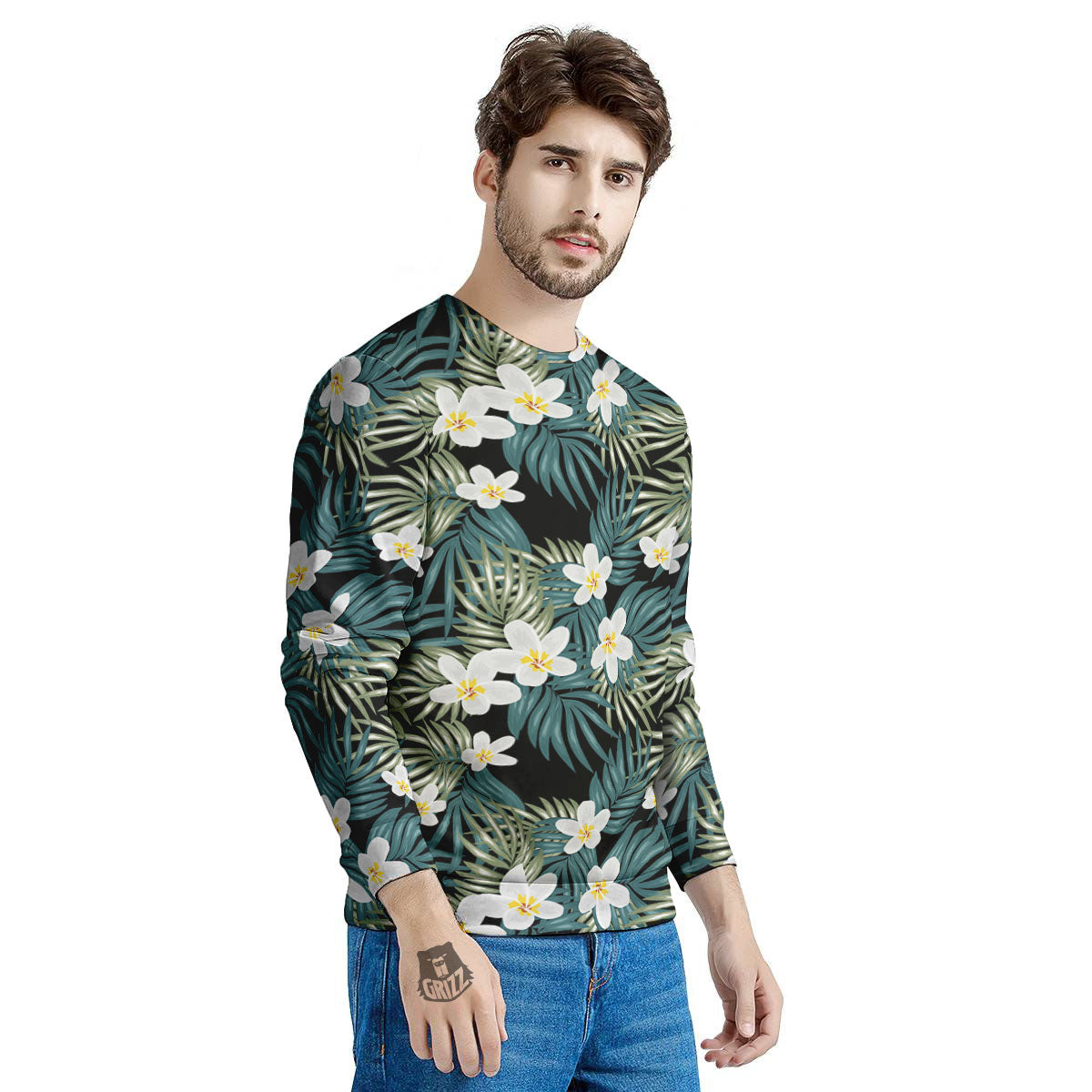 Frangipani Flower Print Pattern Men's Sweatshirt-grizzshop