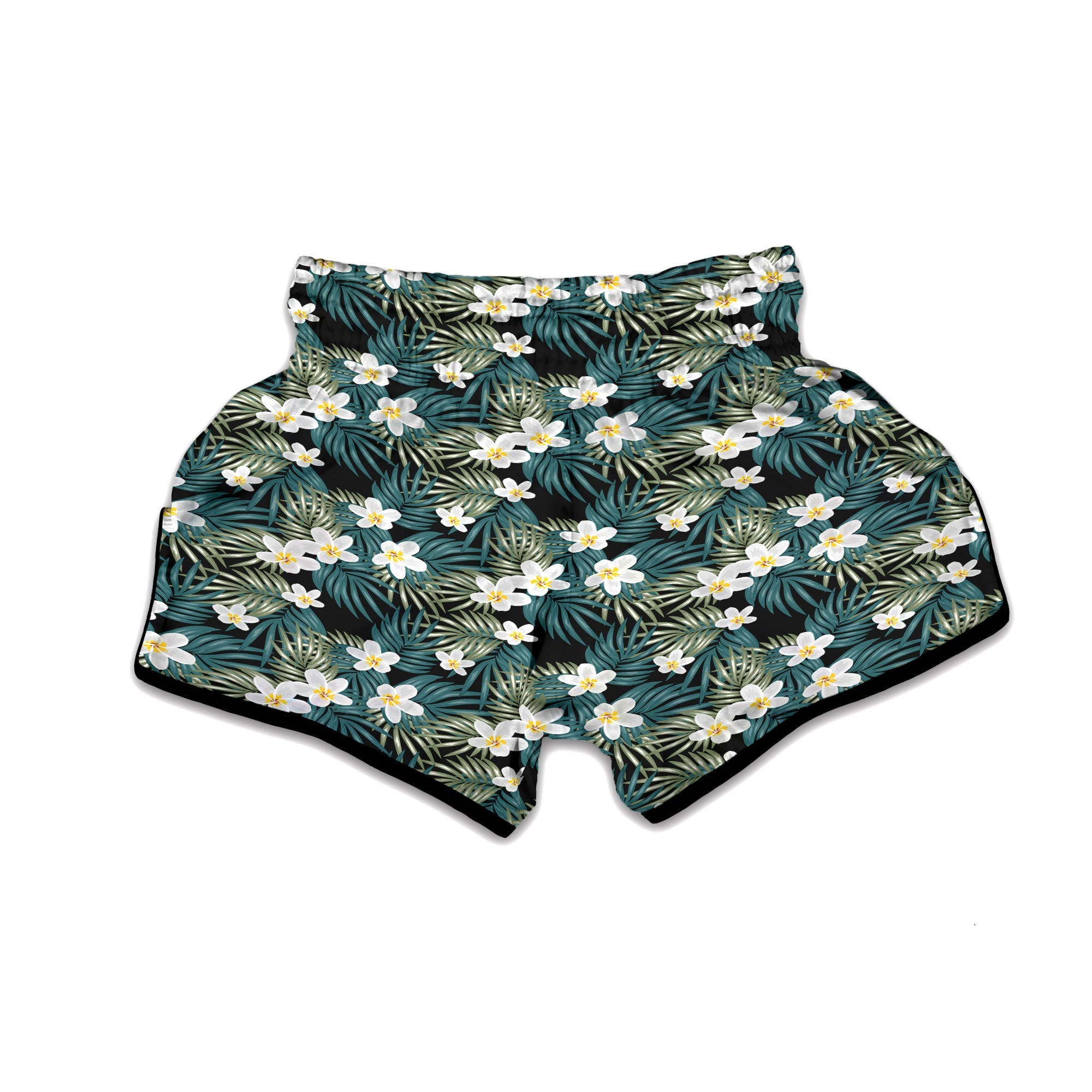 Frangipani Flower Print Pattern Muay Thai Boxing Shorts-grizzshop