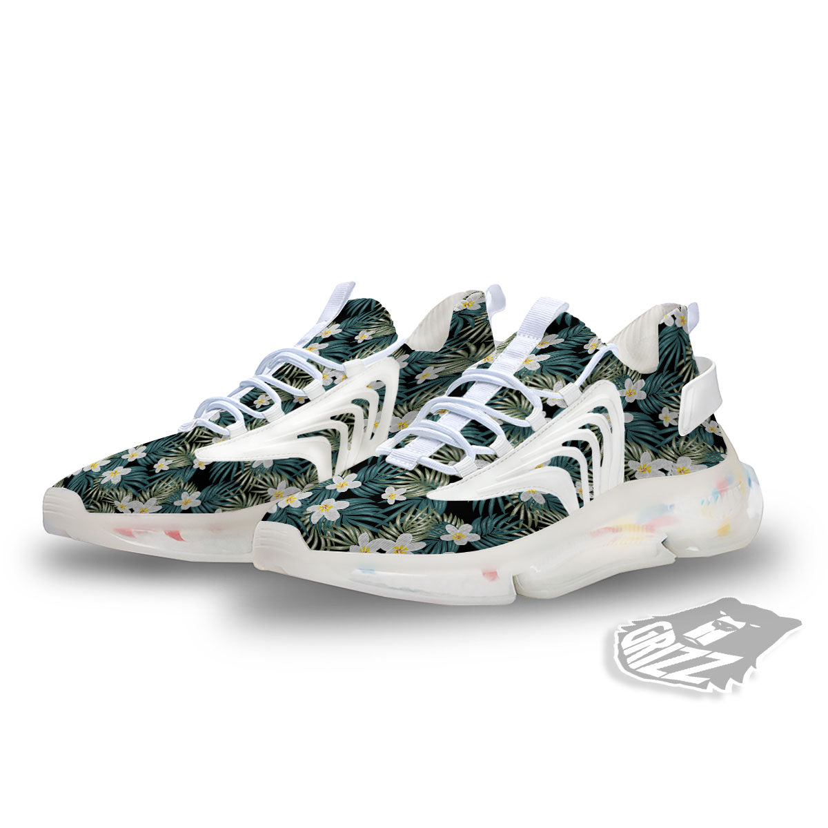 Frangipani Flower Print Pattern White Gym Shoes-grizzshop