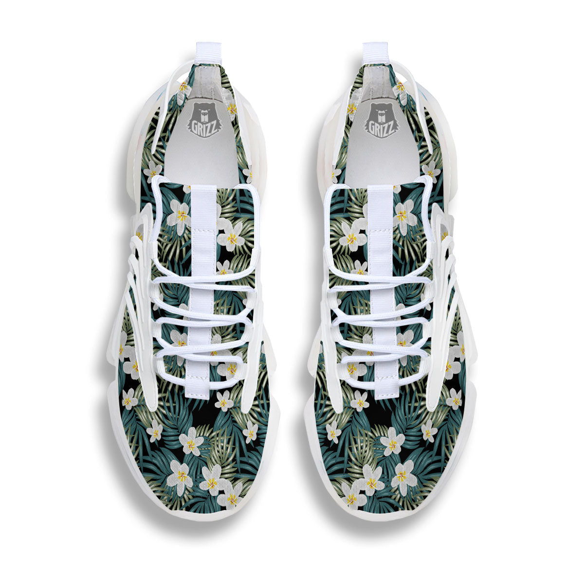 Frangipani Flower Print Pattern White Gym Shoes-grizzshop