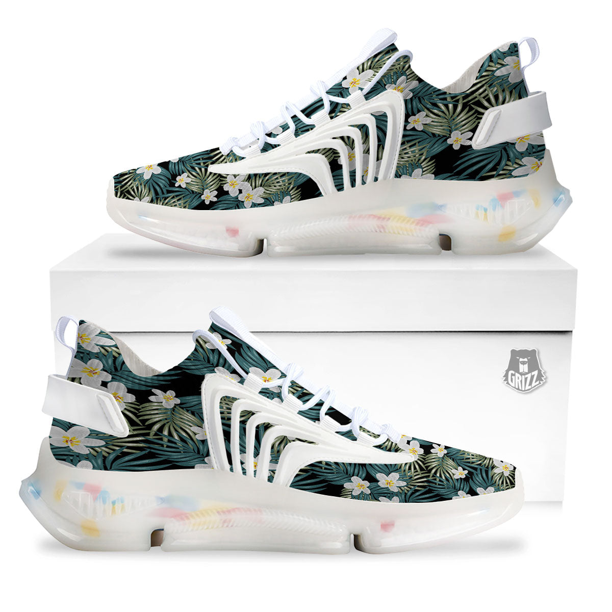 Frangipani Flower Print Pattern White Gym Shoes-grizzshop