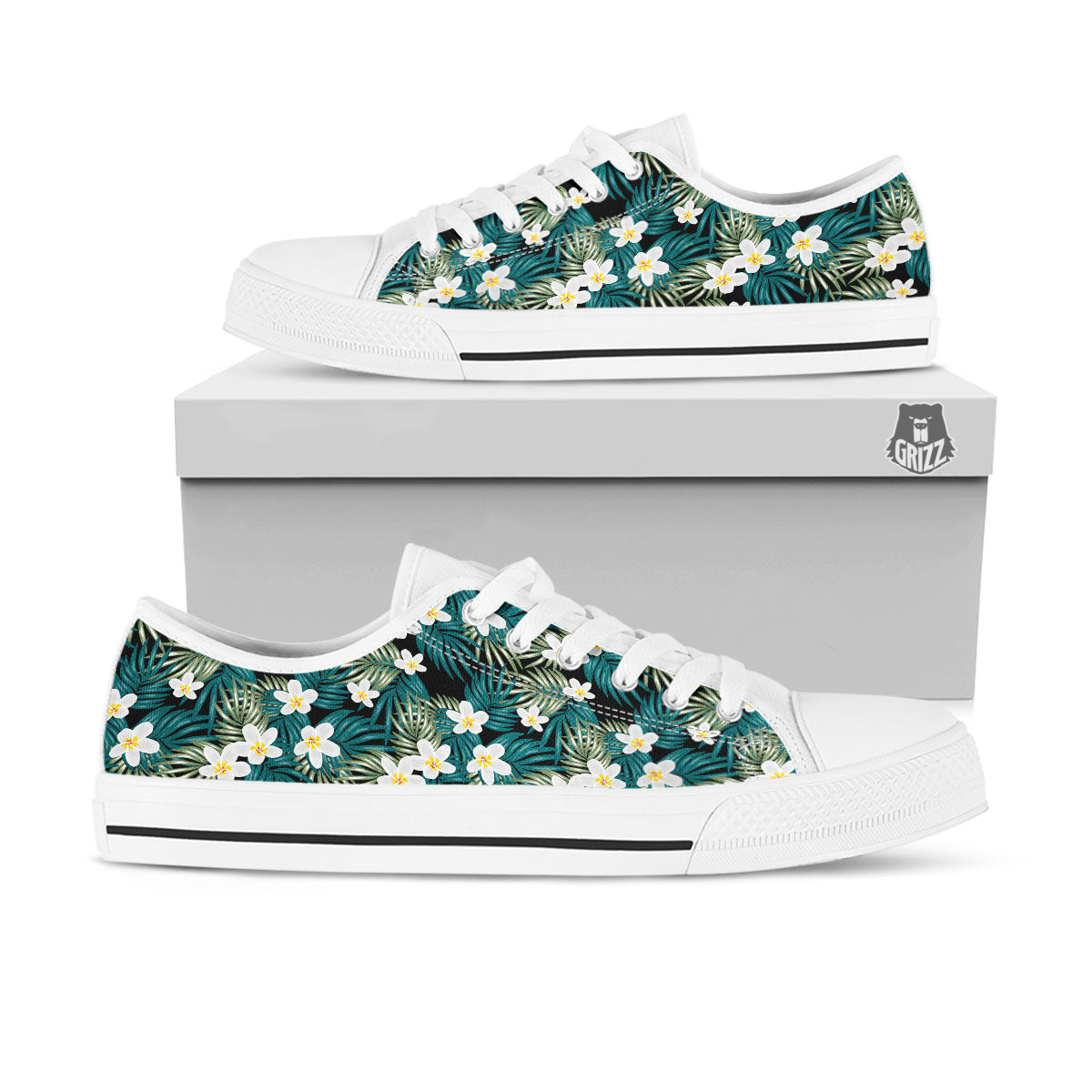 Frangipani Flower Print Pattern White Low Top Shoes-grizzshop