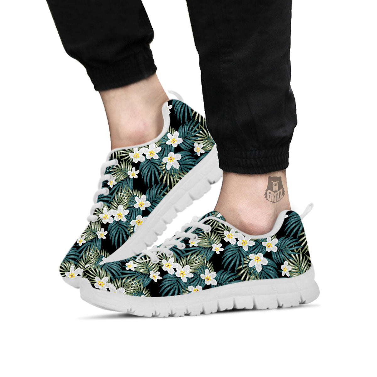 Frangipani Flower Print Pattern White Sneaker-grizzshop