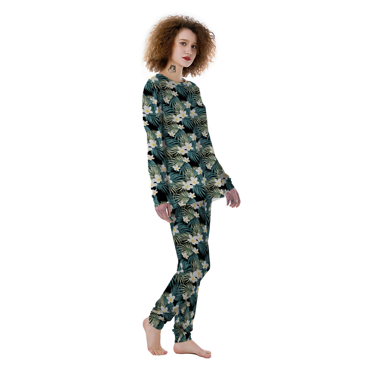 Frangipani Flower Print Pattern Women's Pajamas-grizzshop