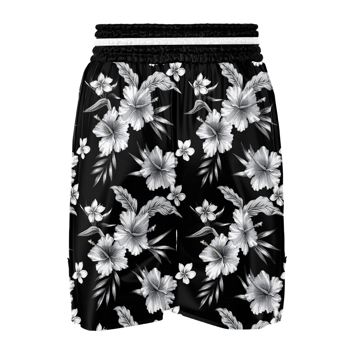 Frangipani White And Black Print Pattern Boxing Shorts-grizzshop