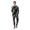 Frangipani White And Black Print Pattern Men's Pajamas-grizzshop