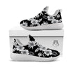 Frangipani White And Black Print Pattern White Athletic Shoes-grizzshop