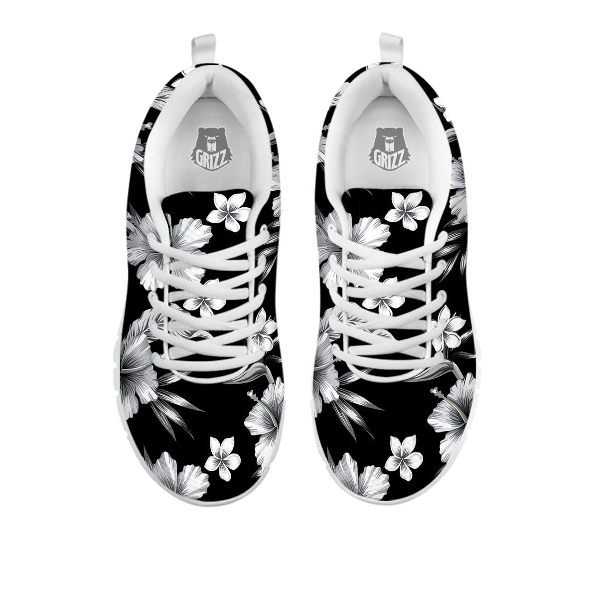 Frangipani White And Black Print Pattern White Sneaker-grizzshop