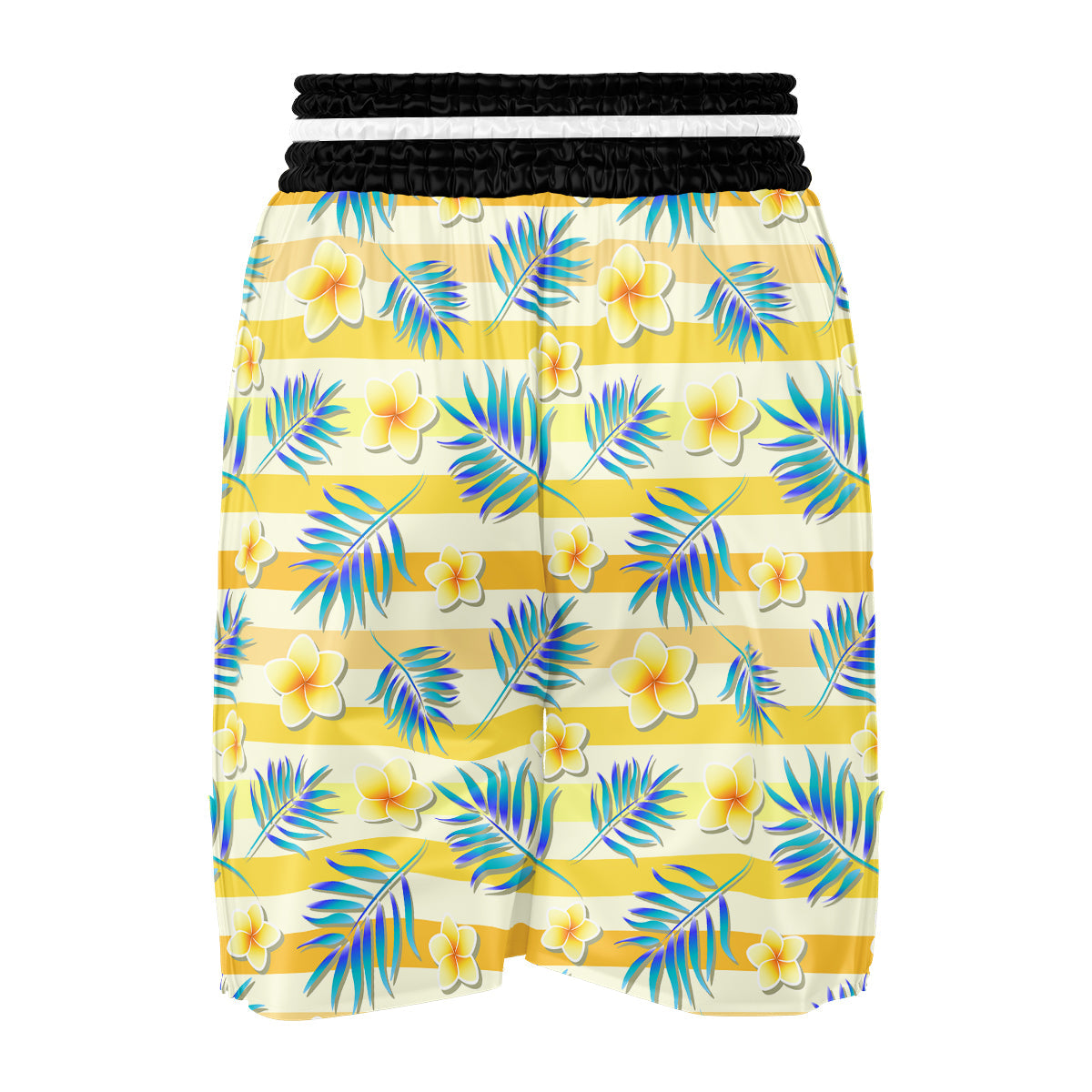 Frangipani Yellow Print Pattern Boxing Shorts-grizzshop