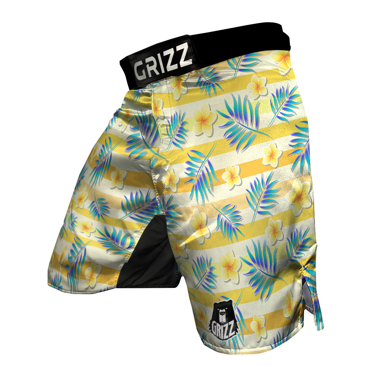 Frangipani Yellow Print Pattern MMA Shorts-grizzshop